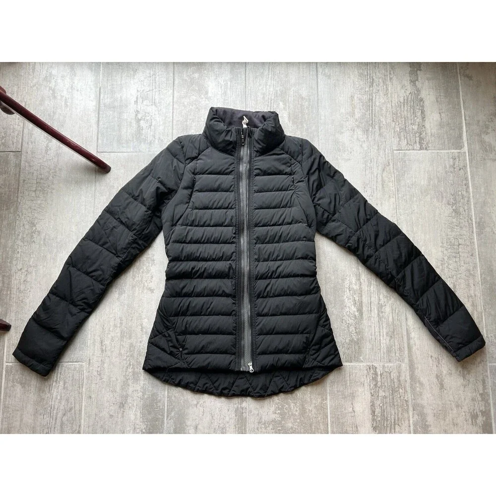 LULULEMON Fluffed Up Jacket Black Goose Down Full Zip Water Wind Resistant 6
